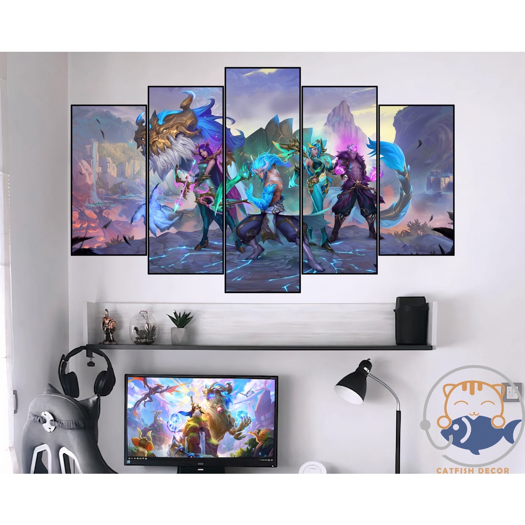 Tranh dán tường decor góc gaming - LOL Dragon - bộ 1