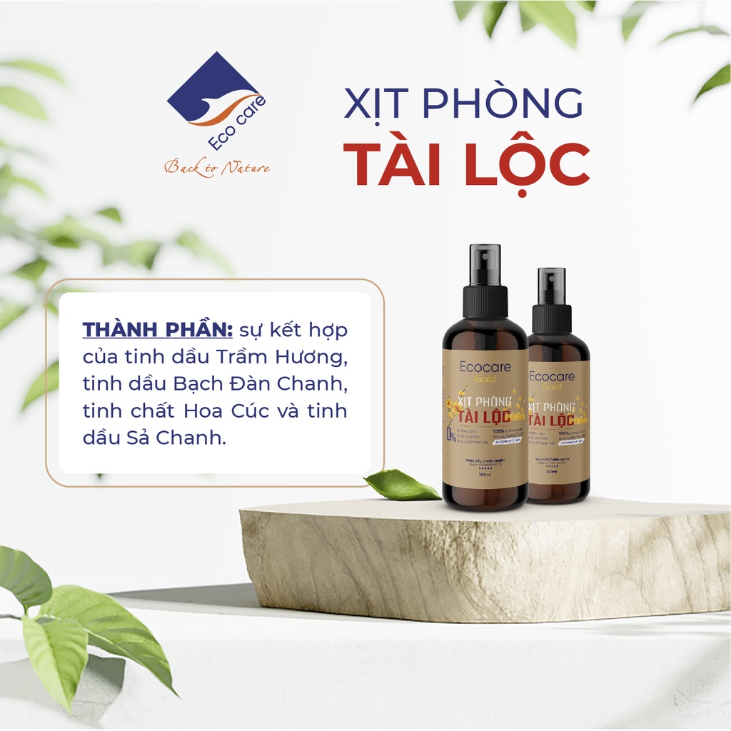 Bình xịt phòng tinh dầu Tài Lộc Ecocare 100ml-Sản phẩm độc quyền Tết 2022