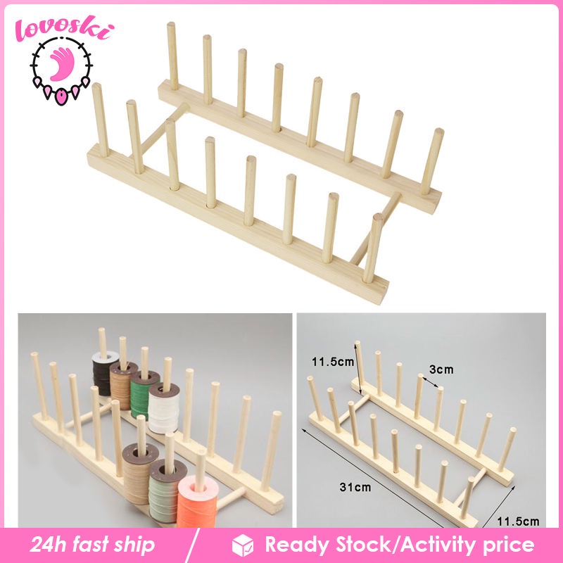 Khay Gỗ Đựng Dụng Cụ May Vá 8 / 16 Lỗ Tiện Dụng