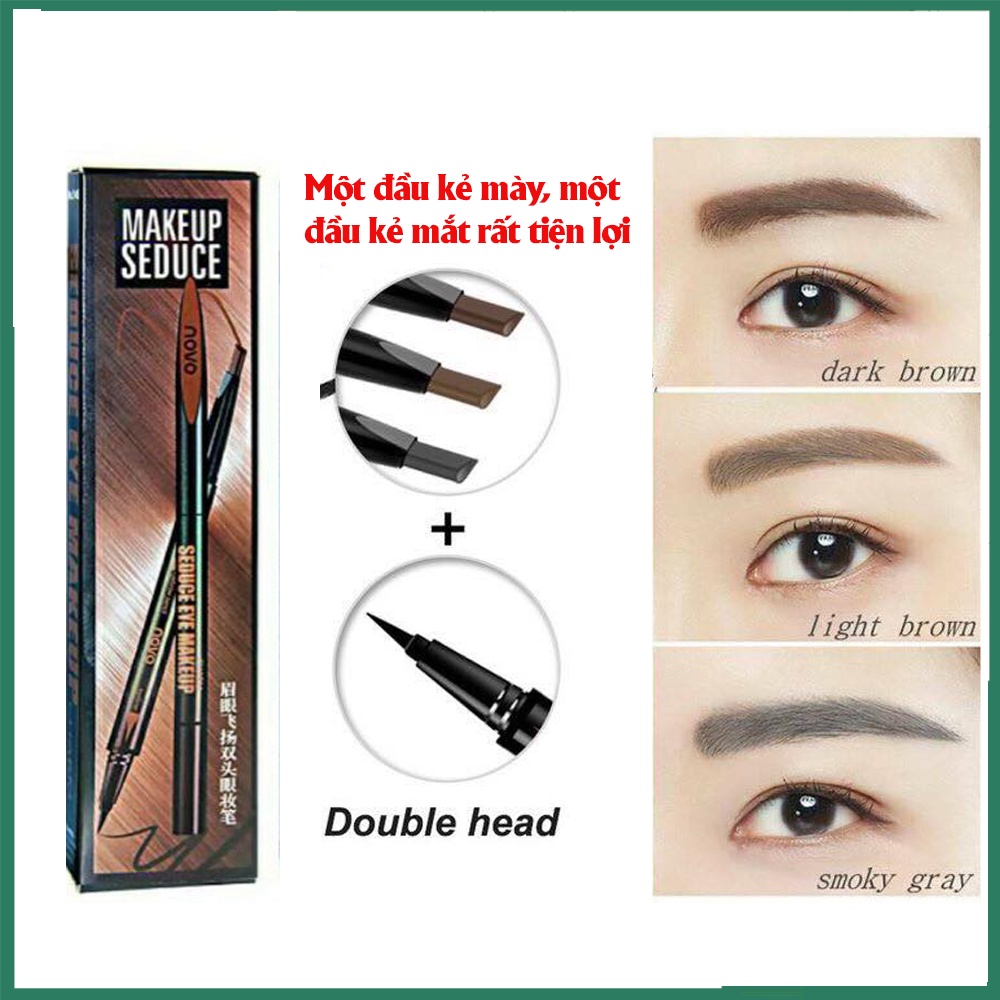 Chì Kẻ Mày Ngang 2 Đầu + kẻ mắt nước 2 in 1 Novo Makeup Seduce  Chì kẻ mày 2in1 NoVo Makeup Seduce