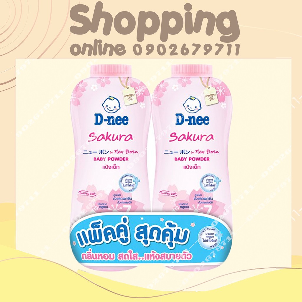 COMBO 2 Chai Phấn Em Bé Dnee Kids Baby Powders Thái Lan - 380gr