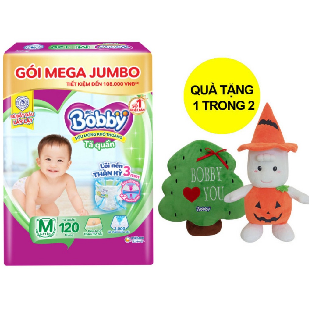 Tã quần Bobby Mega Jumbo : M120-L104-XL92-XXL84