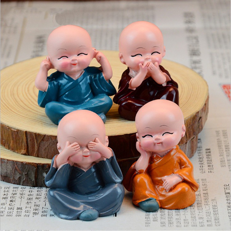 Bộ tượng tứ không - 4 chú tiểu, trang trí xe hơi, tiểu cảnh, phong thủy, trang trí bàn làm việc