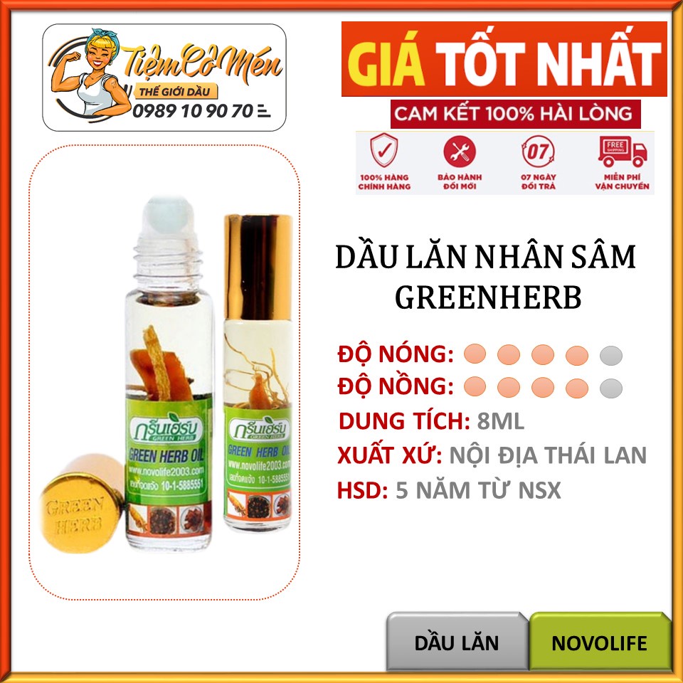 [LOẠI XỊN] Dầu Nhân Sâm Ginseng Green Herb Oil Thái Lan - 8ml