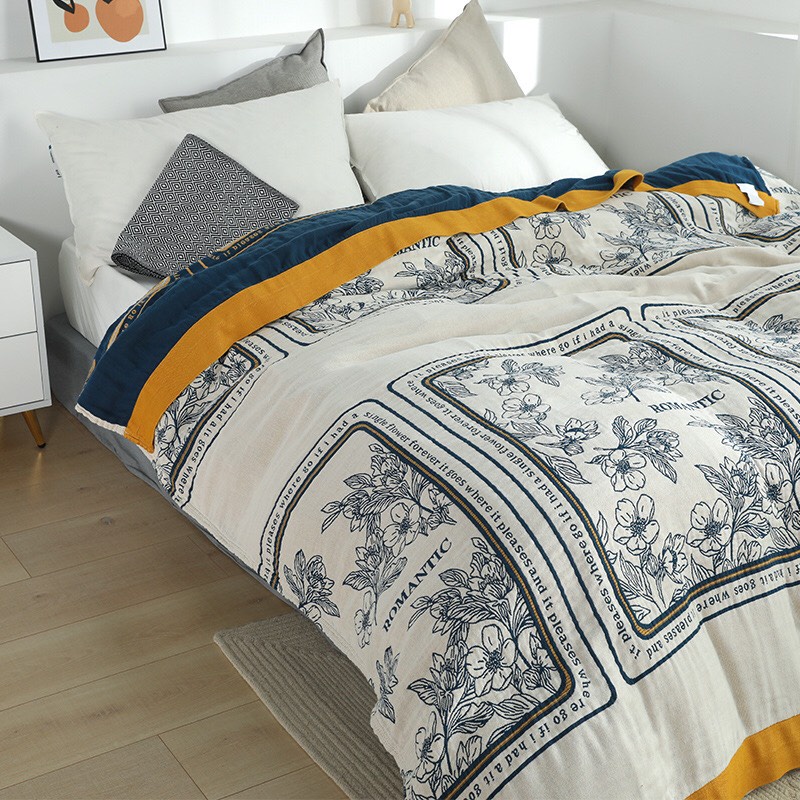 Mền cotton sợi tre Nhật Bản The Cathy House thấm hút mồ hôi, điều hoà nhiệt độ cơ thể