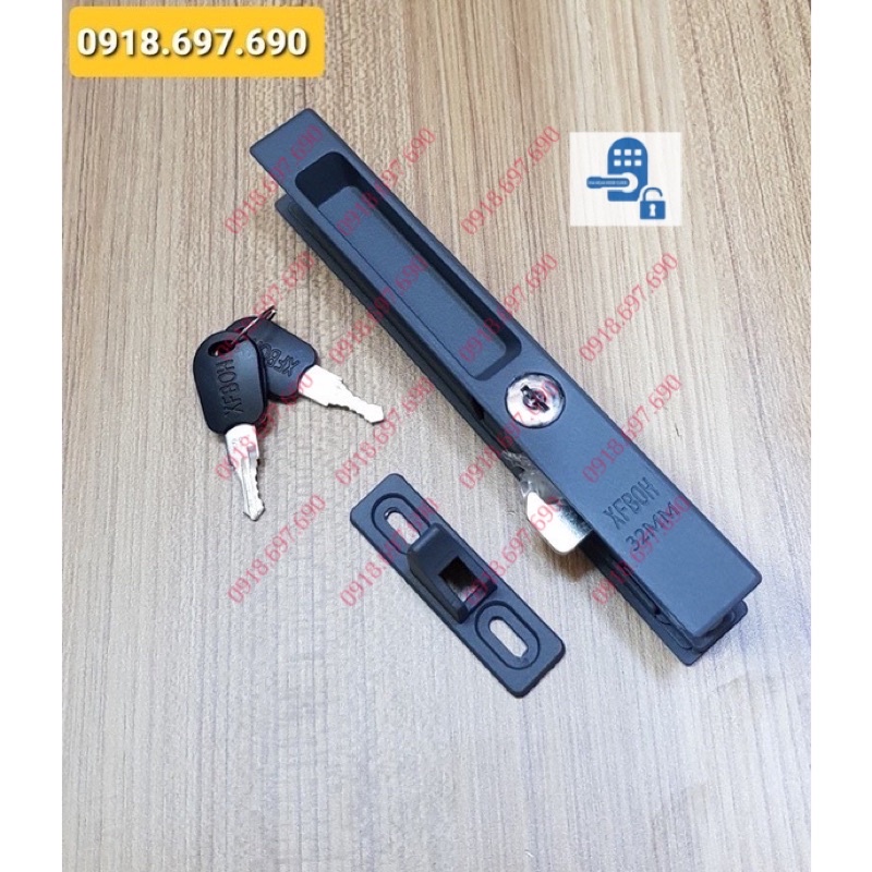 Khoá cửa lùa nhôm chìa thau ALBOH màu XÁM XINGFA