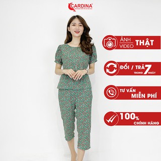 Đồ Bộ Nữ 𝐂𝐀𝐑𝐃𝐈𝐍𝐀 Chất Lụa Silk Cao Cấp Nhún Eo Họa Tiết Hoa Nhí Điệu Đà Nữ Tính 1CF8