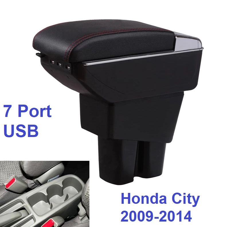 Hộp tỳ tay, đệm tỳ tay lắp cho xe Honda City 2009-2014 tích hợp 7 cổng USB, Armrest box for Honda City