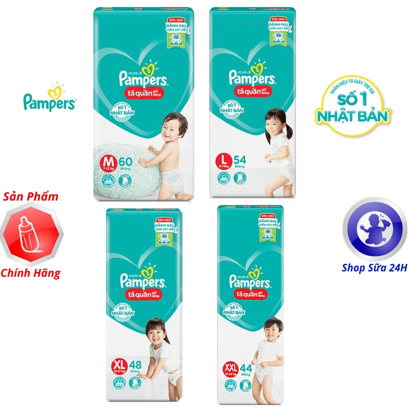 Tã/Bỉm quần Pampers Giữ Dáng Mới Gói Đại M60/L54/XL48/XXL44