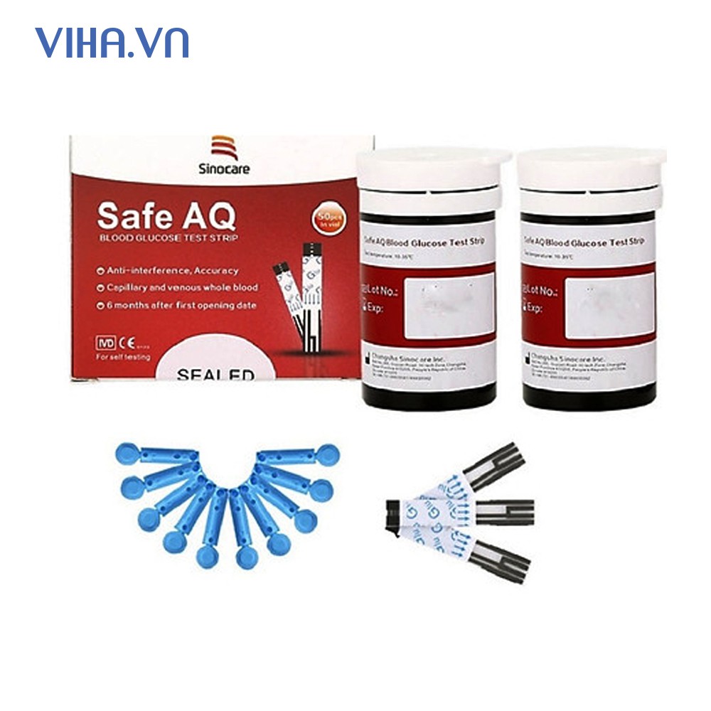 Máy đo đường huyết Sinocare Safe AQ + 50 que thử + 50 kim- thiết bị y tế việt hà