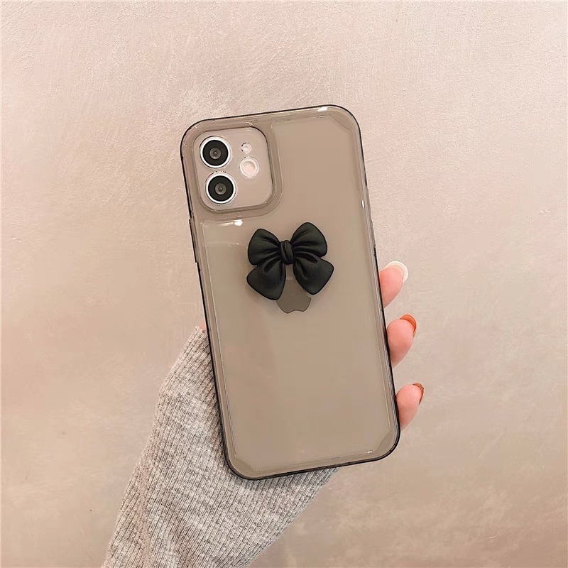 Ốp Điện Thoại Tpu Mềm Trong Suốt Họa Tiết Nơ Đen Cho Iphone 12 Pro Max 11 Pro Max Xs Max Xr X 7 8 Plus