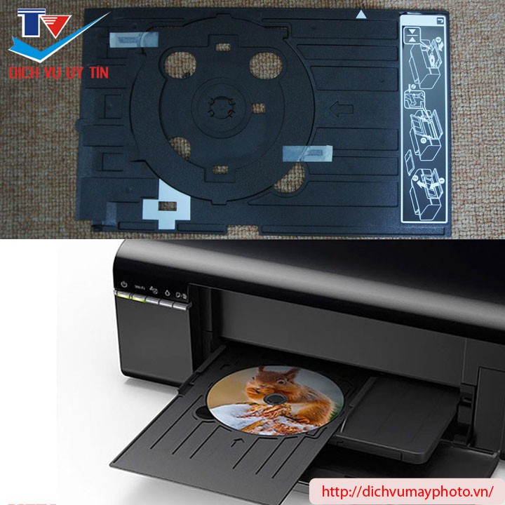 Khay in đĩa CD DVD in thẻ nhựa máy in phun màu Epson T50 T60 L800 L805