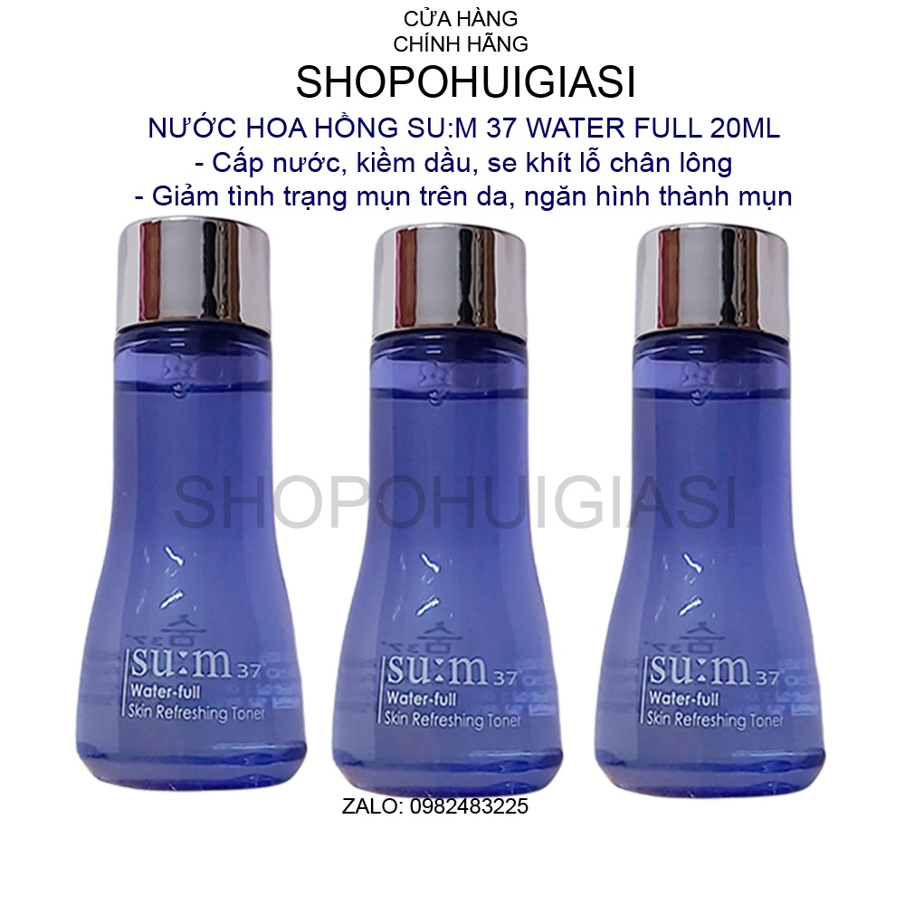 [20ml] Chai nước hoa hồng Su:m37 Water-full Skin Refresher cấp nước kiềm dầu và làm giảm mụn trên da