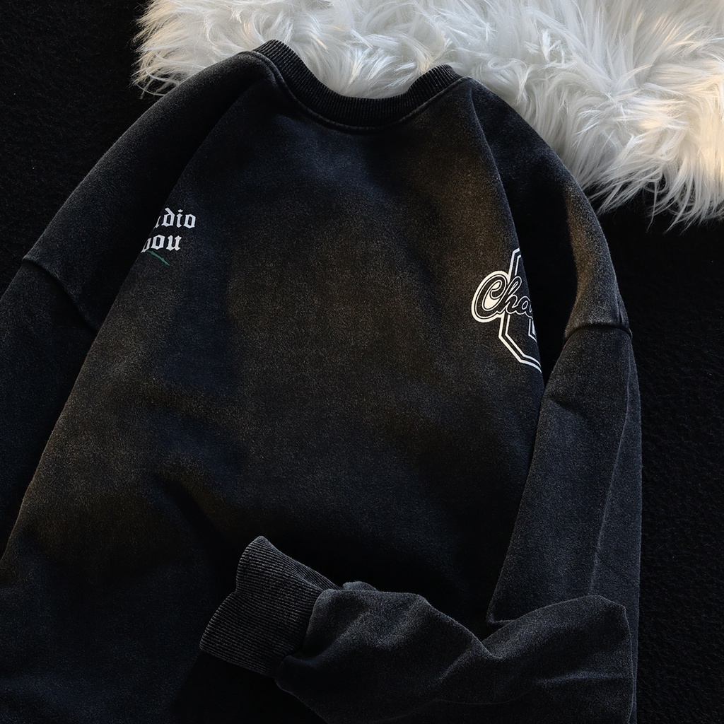 ZHELIHANGFEI Áo Hoodie Tay Dài Cổ Tròn Dáng Rộng In Hình Hoa Hồng Dễ Thương