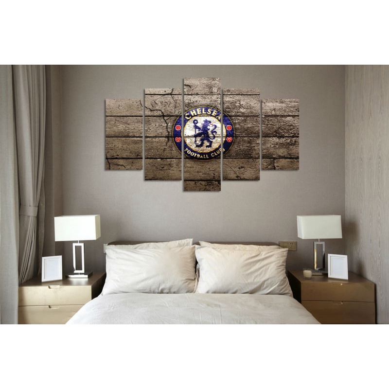 Set 5 tranh vải canvas treo tường trang trí hình logo Chelsea