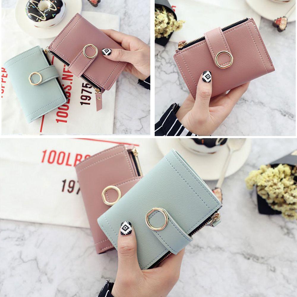 ღOKDEALSღ Fashion Leather Purse Money Clip Wallet Women Clutch Short Wallet For Girl Small Hasp Female Ladies Card Bag/Multicolor