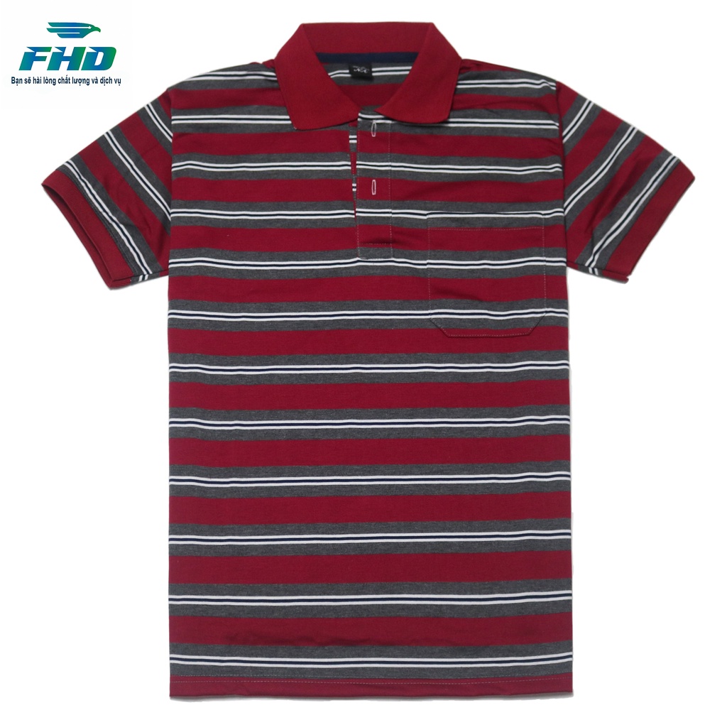 Áo Thun Nam Trung Niên Kẻ Sọc Ngang Nhỏ Chất Vải Thun Mềm Mịn Co Giãn Nhẹ Bền Màu FHDA013