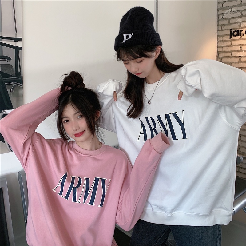 SUXI Áo Nỉ Nữ Dài Tay Cổ Tròn Thời Trang Hàn Mới