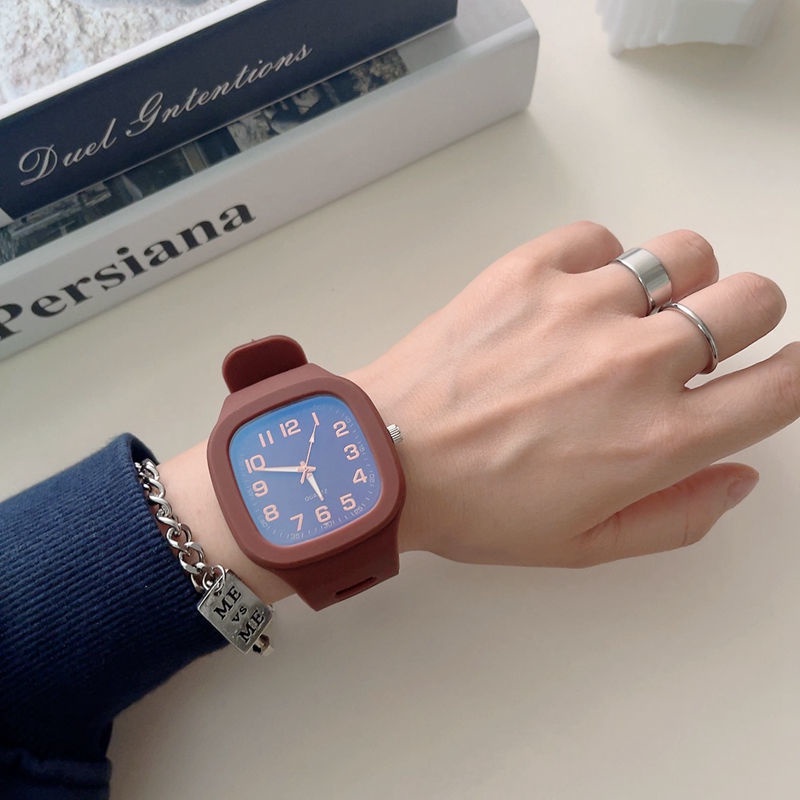 Đồng Hồ Đeo Tay Mặt Vuông Phong Cách Hàn Quốc Thời Trang Cho Nữ