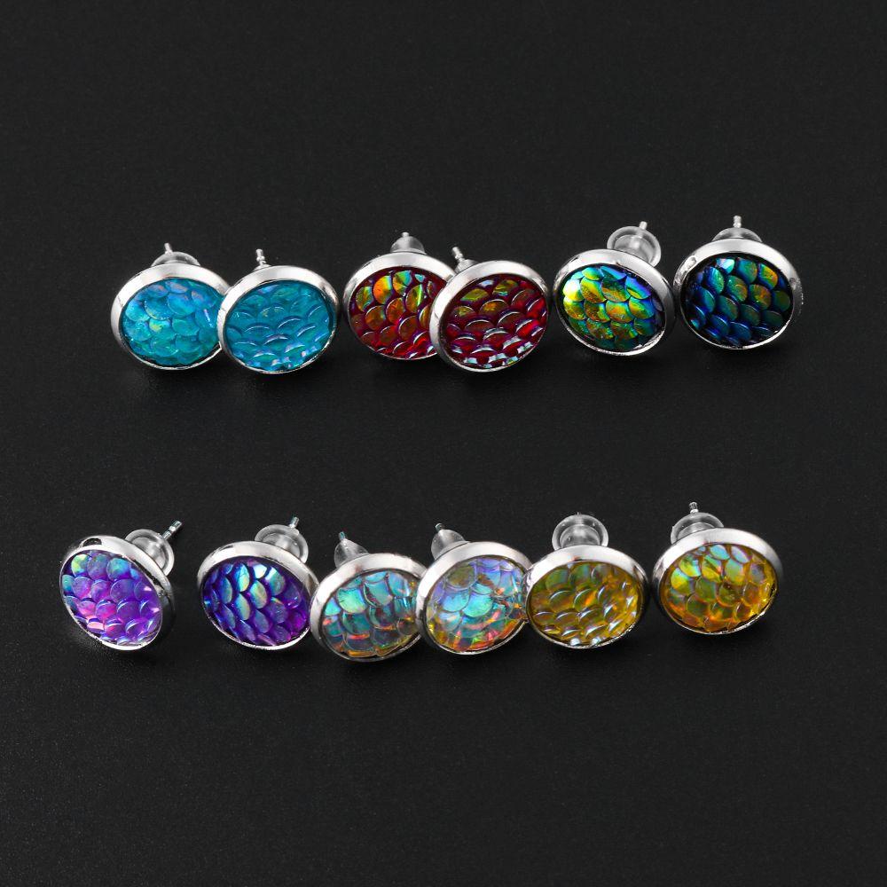 Set 6 Đôi Bông Tai Họa Tiết Vảy Cá Thời Trang|Trang Sức Vòng Tròn