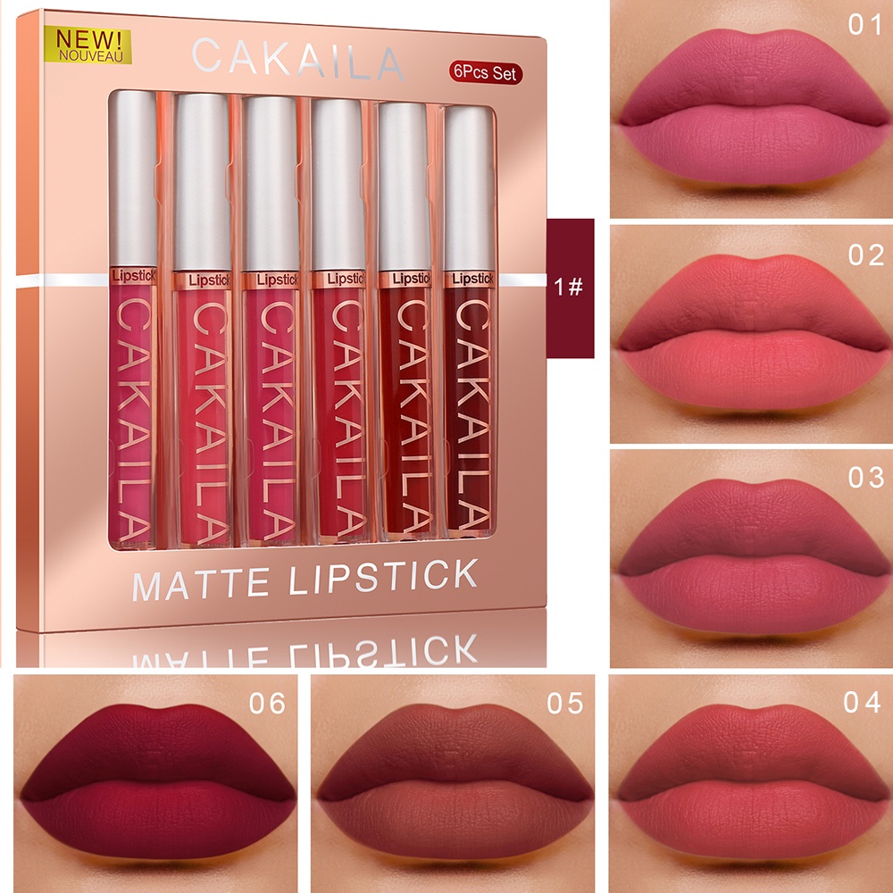 6 Son Lip Glaze Velvet Matte Lipstick Chống Thấm Nước Lâu Trôi Lip Glaze Lip Gloss