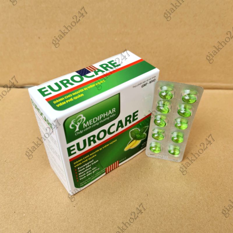 Eurocare - Giảm ho, thông thoáng mũi họng - Hộp 100 viên