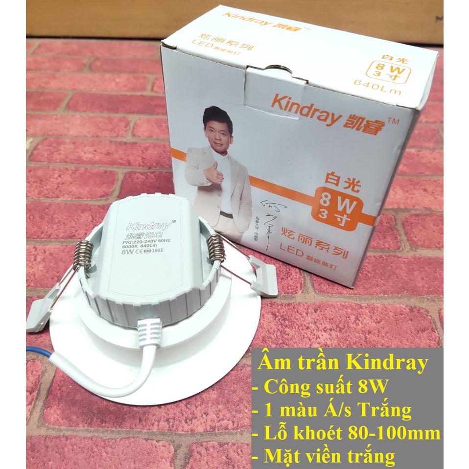 [Chính hãng] Đèn trần thạch cao dạng âm trần 7W 3 màu, 8W 1 màu lỗ khoét từ 80-100mm thương hiệu CREALED, KINDRAY