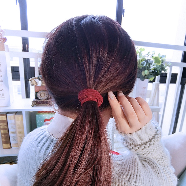 Dây Buộc Tóc Co Giãn Tốt Màu Đen Đơn Giản Cho Nữ