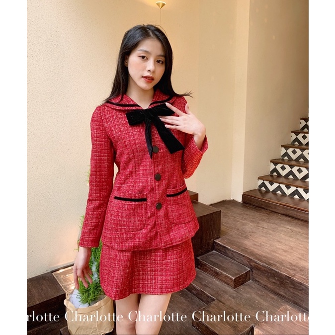 Set TWEED phối NHUNG Áo & Chân váy