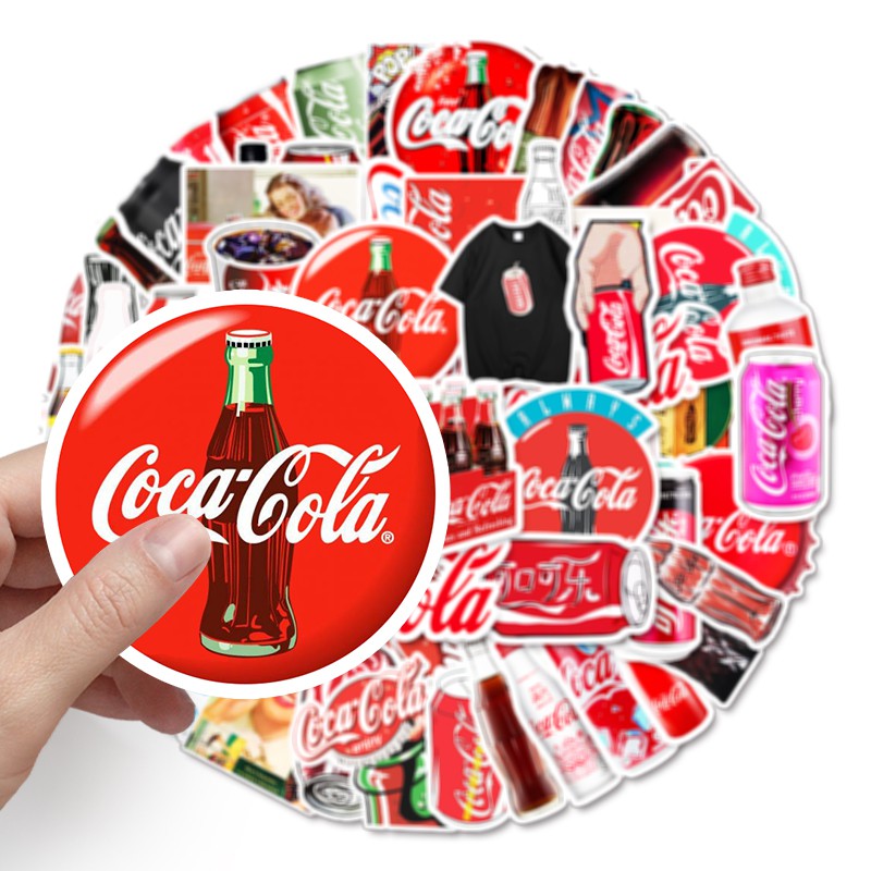 Bộ 50 miếng dán chống thấm nước hình nước ngọt Coca Cola độc đáo sáng tạo