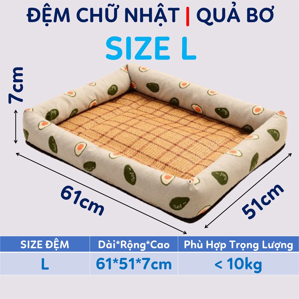 Đệm cho chó nệm hè cho mèo mát ổ hình chữ nhật cỡ M, L Petoka