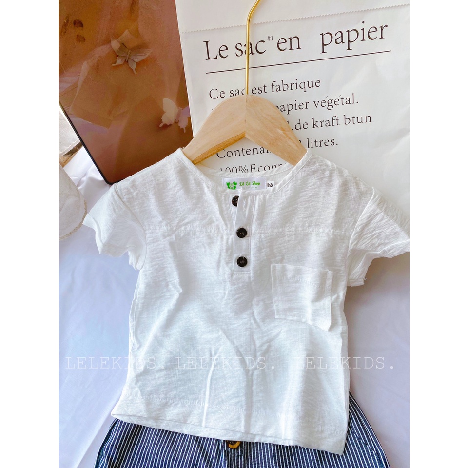 Bộ quần áo bé trai 10-35kg áo đũi cotton mềm mát, quần kaki giãn