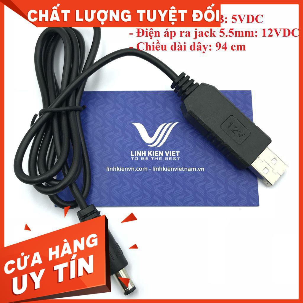 Dây nguồn USB tăng áp từ 5V lên 12V jack DC tròn 5.5mm - I2H7