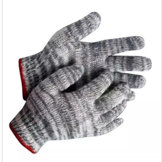 10 găng tay sợi bảo hộ lao động màu ghi / găng tay làm vườn