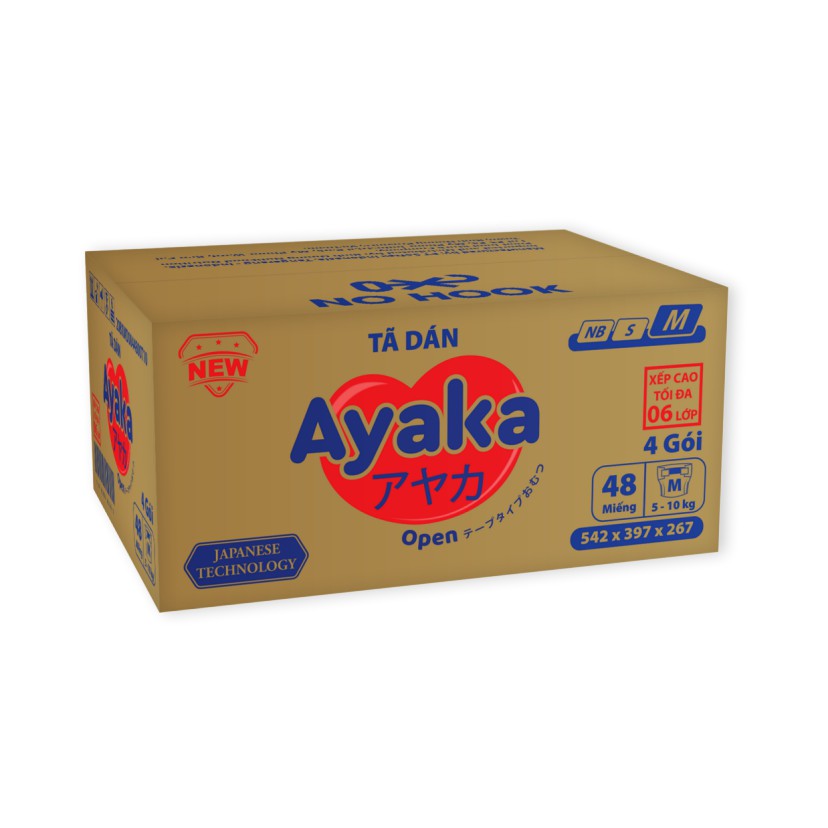 Thùng 4 gói Tã dán trẻ em AYAKA M48x4 48 miếng/gói dành cho bé 5-10kg - Thương Hiệu AYAKA - YOOSOO MALL