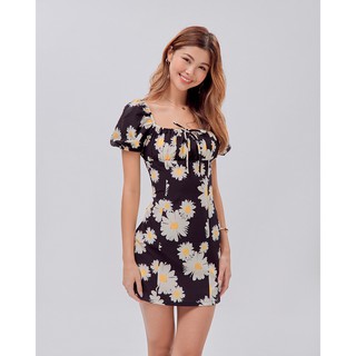 Đầm ôm SheByShj màu đen họa tiết hoa - Black Lara Dress