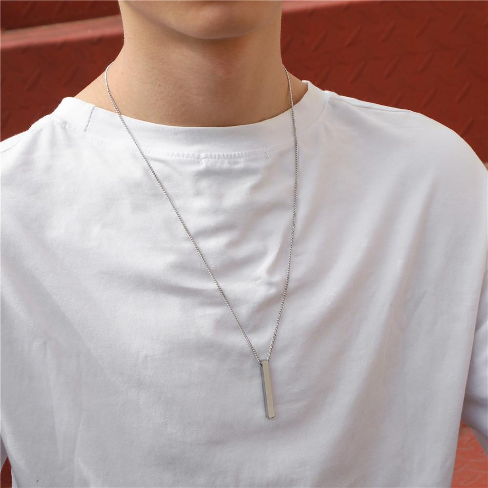 Vòng cổ Mặt Chữ Nhật Đơn Giản Hợp Thời Trang|Dây Xích Bằng Inox Phong Cách Hip hop Cá Tính
