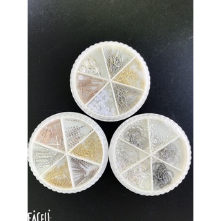 Set phụ kiện charm trang trí móng khay tròn 6 ô nail