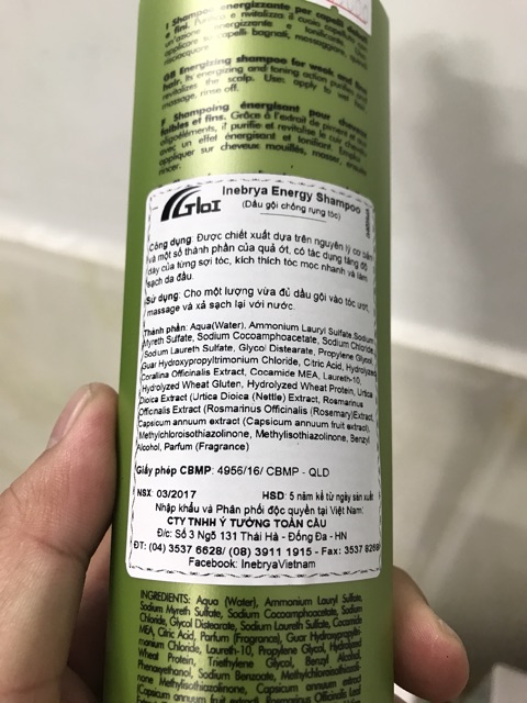 Dầu gội chống rụng tóc Inebrya Energy - Anti Hair Loss Shampoo 300ml