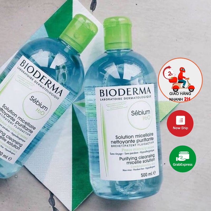 Tẩy trang bioderma, nước tẩy trang bioderma xanh 500ml dành cho da dầu mụn