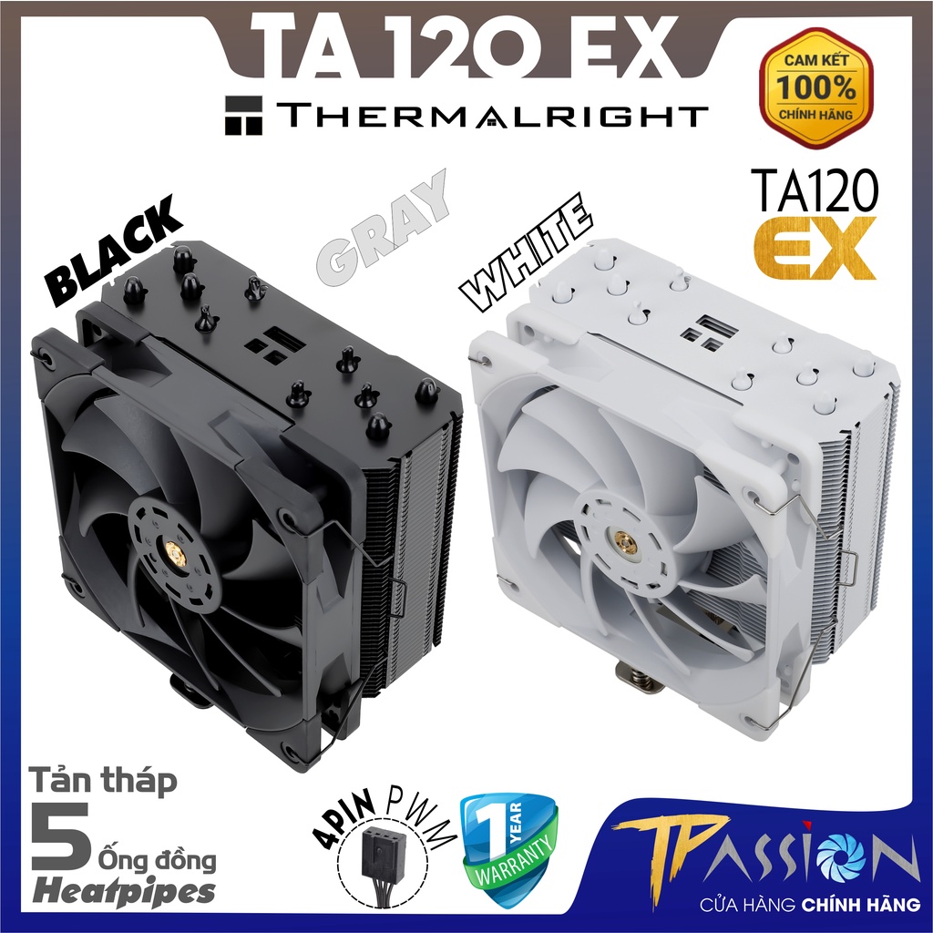 [Mã ELHAMS5 giảm 6% đơn 300K] Tản nhiệt khí CPU Thermalright TA 120 EX BLACK WHITE - Chính hãng, TA120