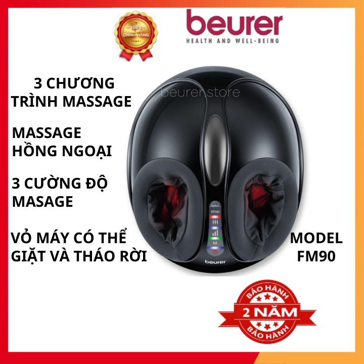 Máy massage chân khô trị liệu Beurer FM90, có 3 chương trình massage sẵn, hiển thị chức năng đèn led, vỏ có thể tháo rời