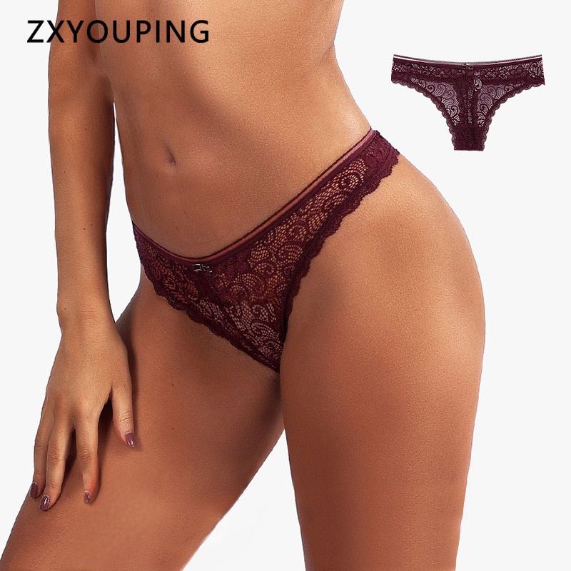 AOFEIQIKE AOFEIQIKE Set 3 Quần Lót Ren Mềm Mại Lưng Thấp Thiết Kế Khoét Lỗ Quyến Rũ Cho Nữ