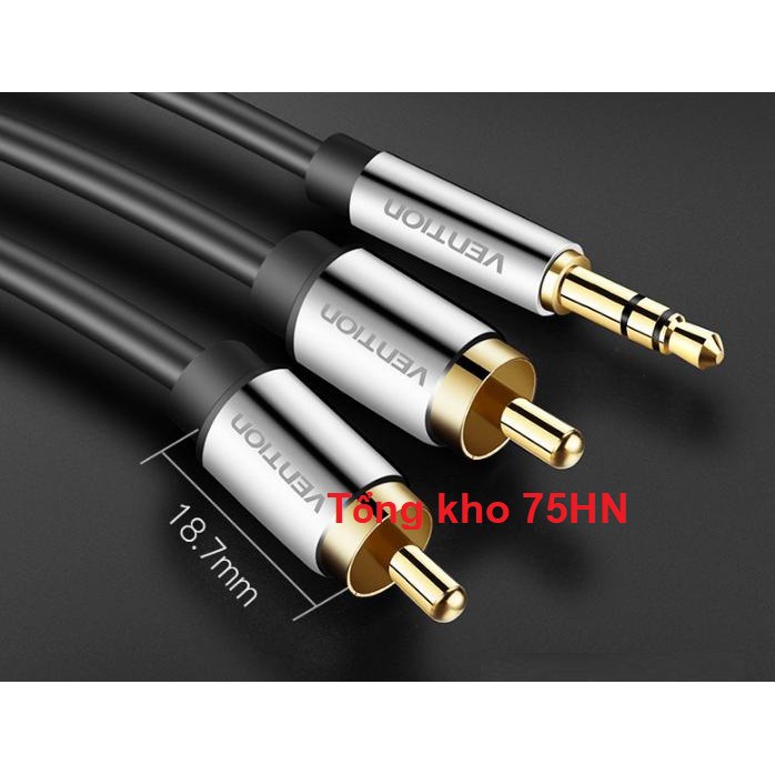 Dây tín hiệu âm thanh 3.5 ra 2 RCA VENTION cao cấp - Dây AV Vention