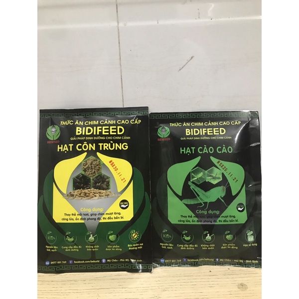 (Bao bì mới) Hạt côn trùng và hạt cào cào BIDIFEED giàu dinh dưỡng 100gr
