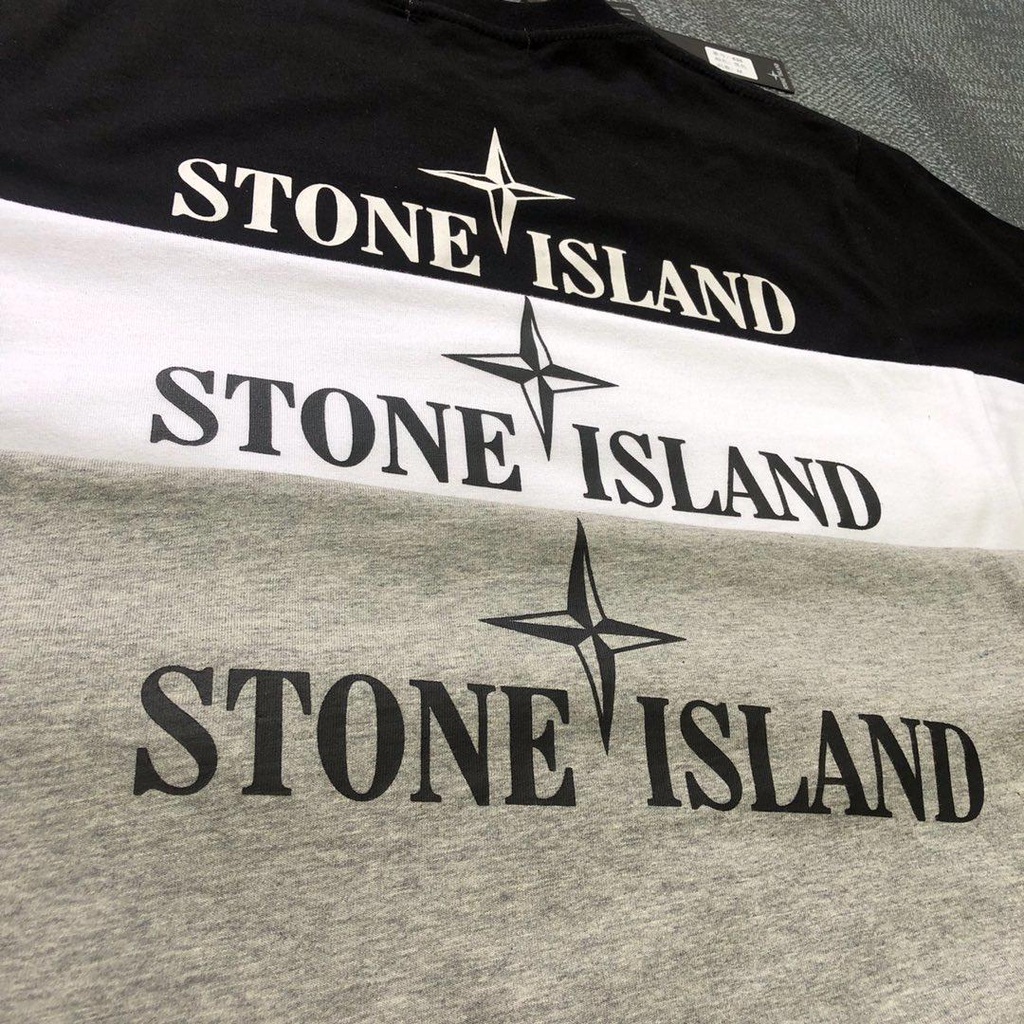 Áo Thun cotton 18fw In Chữ logo stone & island Thời Trang Cho Nam Và Nữ