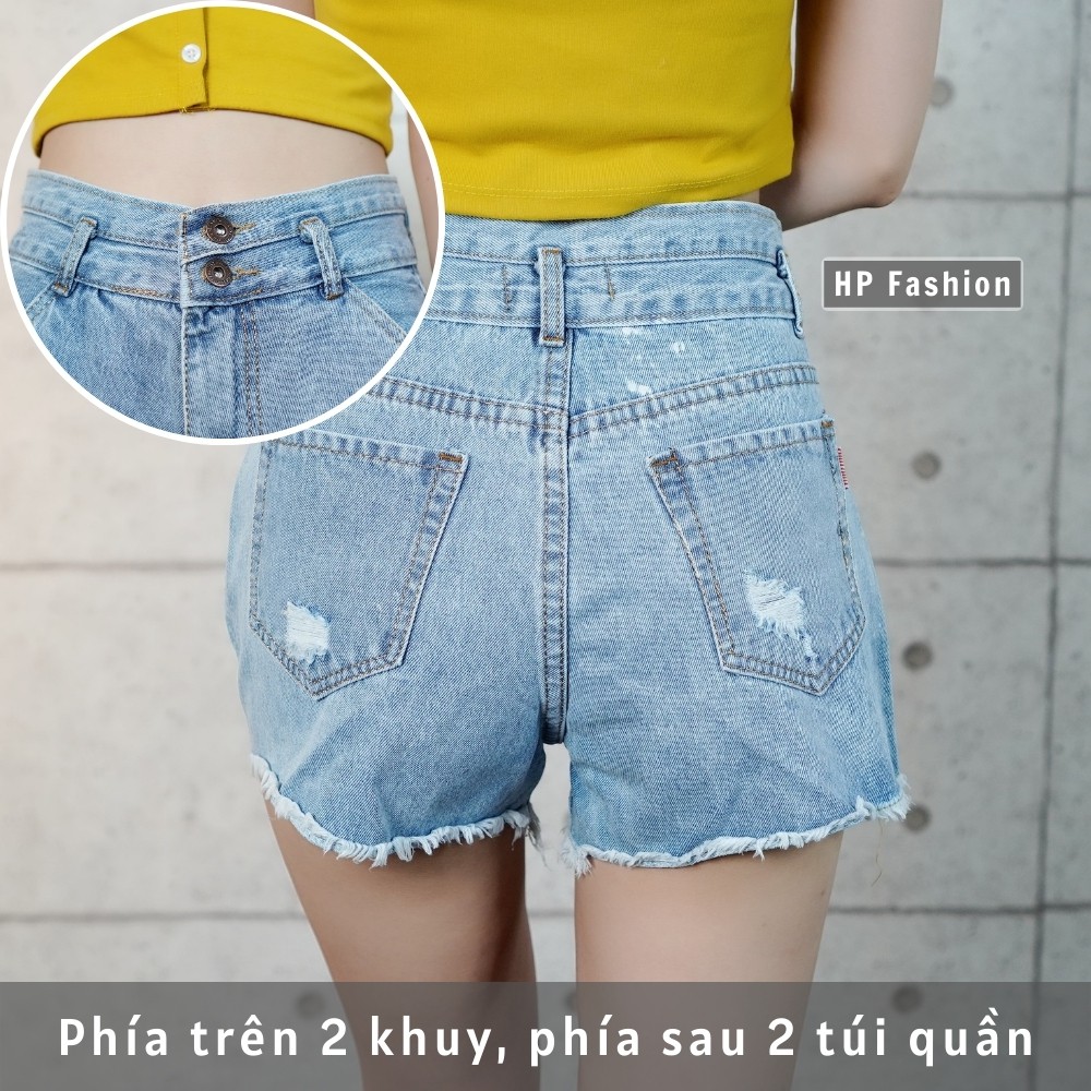 Quần short jean nữ ❤️ Quần đùi nữ rách lưng cao - QJ22