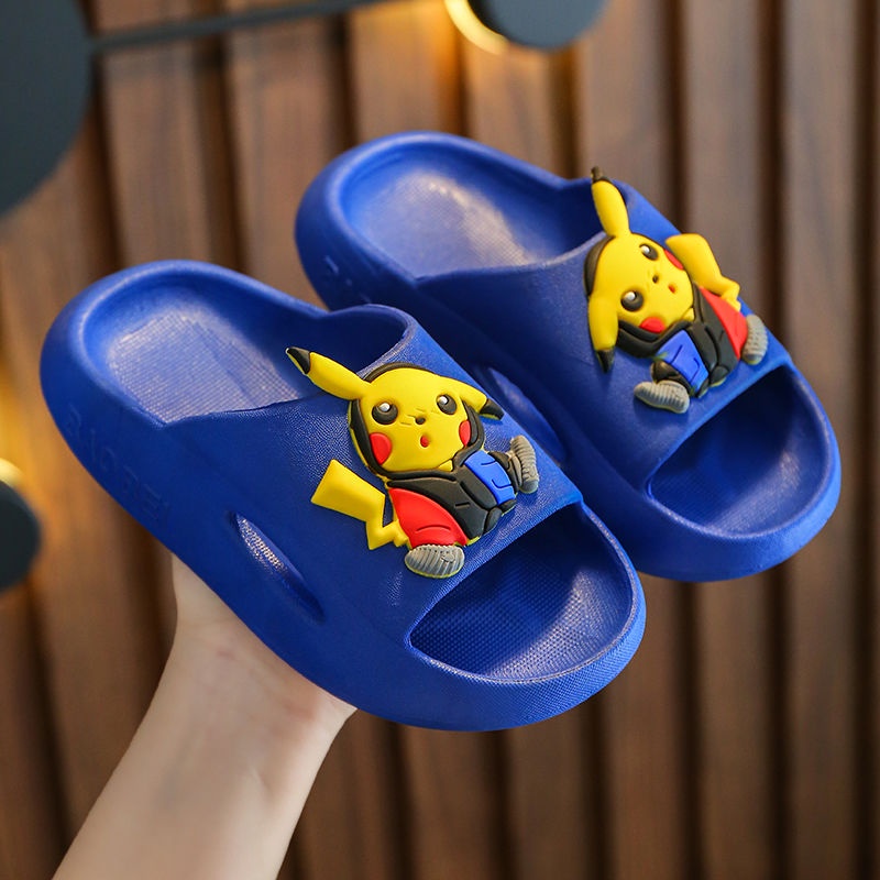 Pokemon slippers kids slippers Indoor non-slip summer boys and girls Quick drying at home cartoon Pikachu slippers Baby parent-child sandals and slippers Baby fashion children's shoes