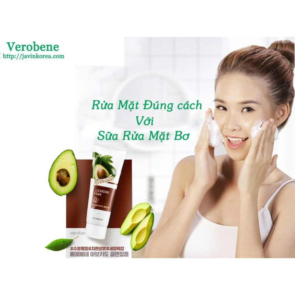 Sữa Rửa Mặt Bơ Verobene Avocado Cleansing Foam 150ml - [Chính Hãng Hàn Quốc] - Dùng Được Cho Cả Nam Và Nữ