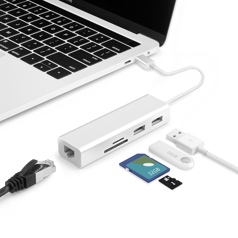 Bộ Chia Cổng Usb C Sang Usb 3.0 Rj45 Cho Macbook Pro